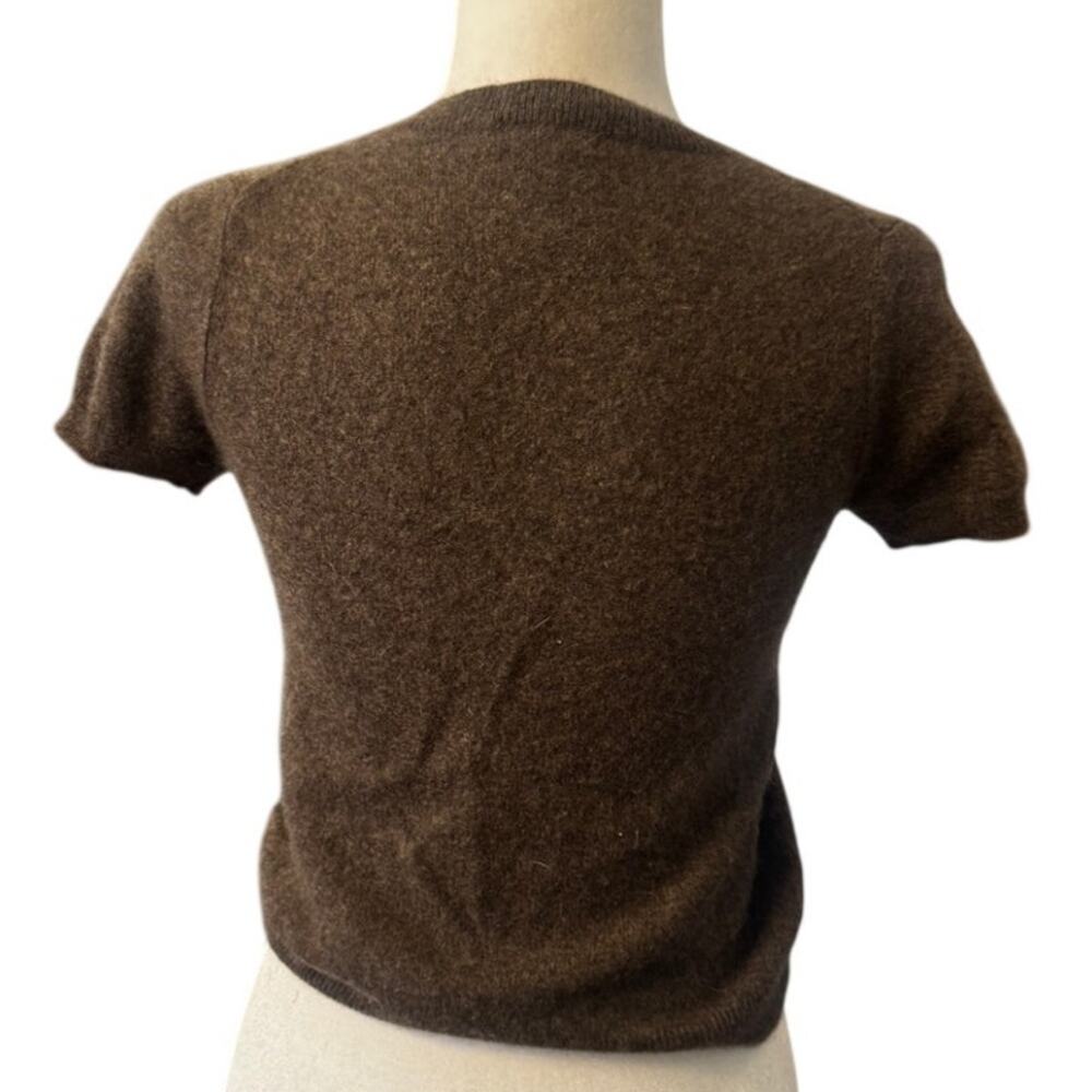 Quince 100% Mongolian Cashmere Tee Sweater Brown Short Sleeve Size Small - Picture 3 of 7